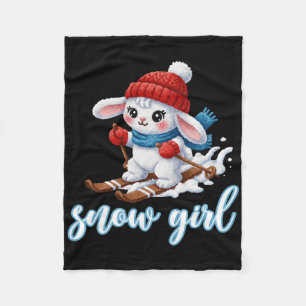 Cute Snow Girl Snow Bunny Ski Lover Winter Skiing Fleece Blanket