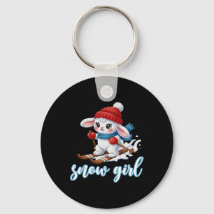 Cute Snow Girl Snow Bunny Ski Lover Winter Skiing Key Ring
