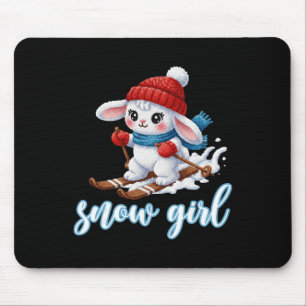 Cute Snow Girl Snow Bunny Ski Lover Winter Skiing Mouse Mat