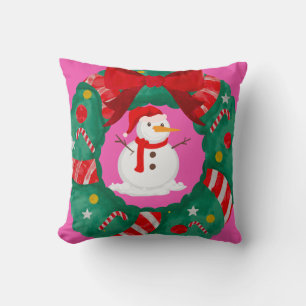 cute snow in christmas cushion