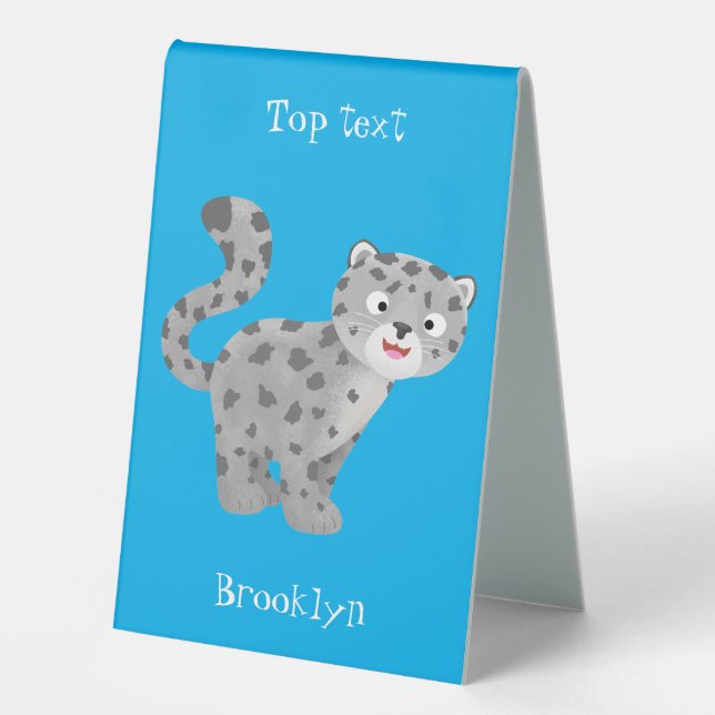 Cute snow leopard cartoon illustration (Front)