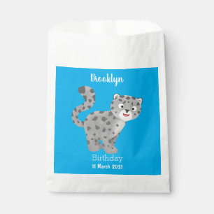 Cute snow leopard cartoon illustration favour bags