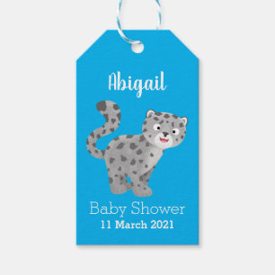 Cute snow leopard cartoon illustration  gift tags