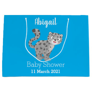 Cute snow leopard cartoon illustration large gift bag