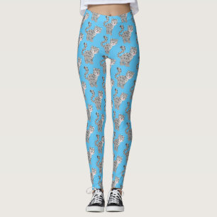 Cute snow leopard cartoon illustration leggings
