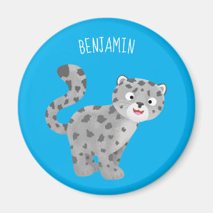 Cute snow leopard cartoon illustration magnet