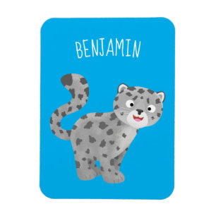 Cute snow leopard cartoon illustration magnet