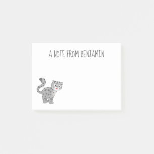 Cute snow leopard cartoon illustration post-it notes