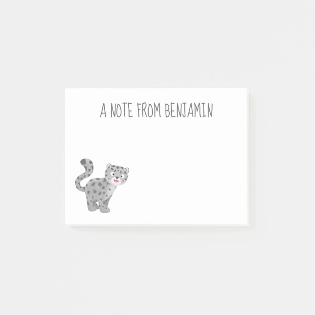 Cute snow leopard cartoon illustration post-it notes (Front)