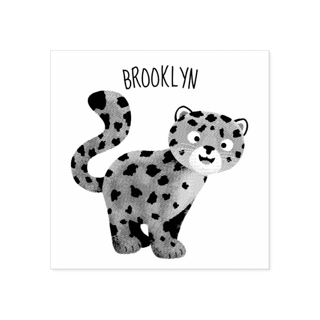 Cute snow leopard cartoon illustration  rubber stamp (Imprint)