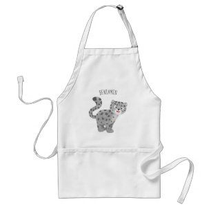 Cute snow leopard cartoon illustration standard apron