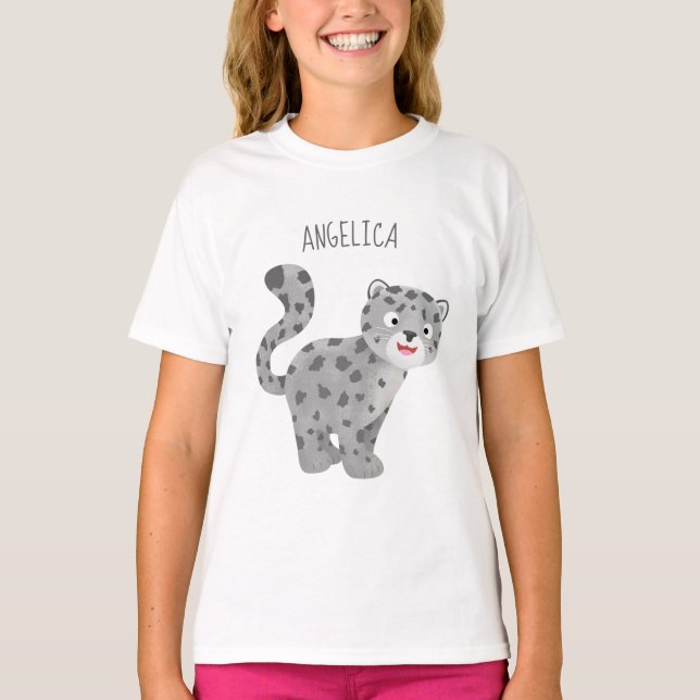 Cute snow leopard cartoon illustration T-Shirt (Front)