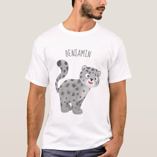 Cute snow leopard cartoon illustration T-Shirt (Front)