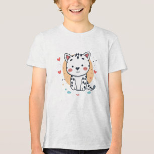 Cute Snow Leopard with Hearts Tri-Blend Shirt