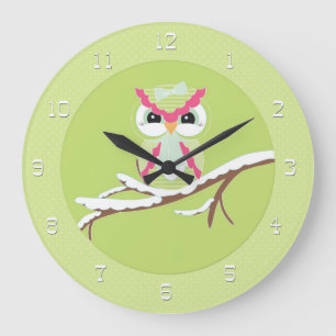 Cute Snow Owl Wall Clock