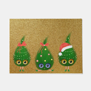 Cute Snow Pea Christmas Critter Winter Solstice Pl Doormat
