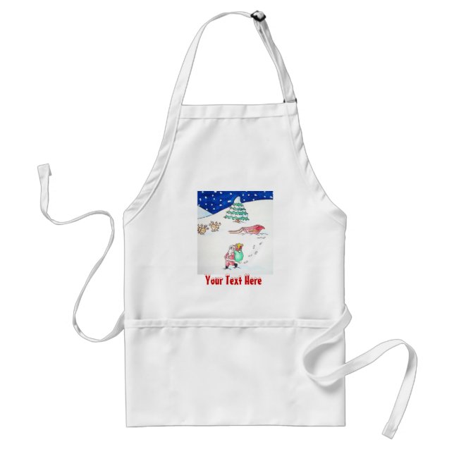 Cute snow scene santa and sleigh at christmas standard apron (Front)