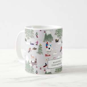 Cute Snow Skiing Mountain Ski Slopes Landscape Coffee Mug