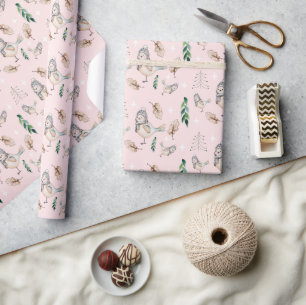 Cute Snow Sparrow Watercolour Hand-painted Wrapping Paper