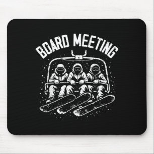 Cute snowboard board meeting ski lift skier winter mouse mat
