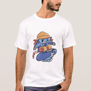 Cute Snowboarding Axolotl – Winter Sports Cartoon  T-Shirt