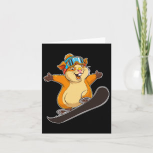 Cute Snowboarding Hamster With Goggles  Card