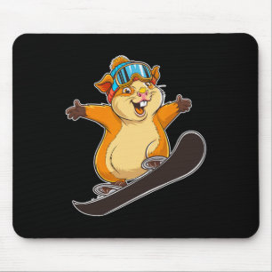 Cute Snowboarding Hamster With Goggles Mouse Mat