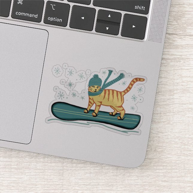 Cute Snowboarding Tabby Cat (Detail)