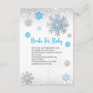 Cute Snowflake Blue & Silver Baby's Book Request  Enclosure Card