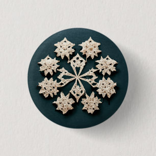 Cute snowflake button.  3 cm round badge