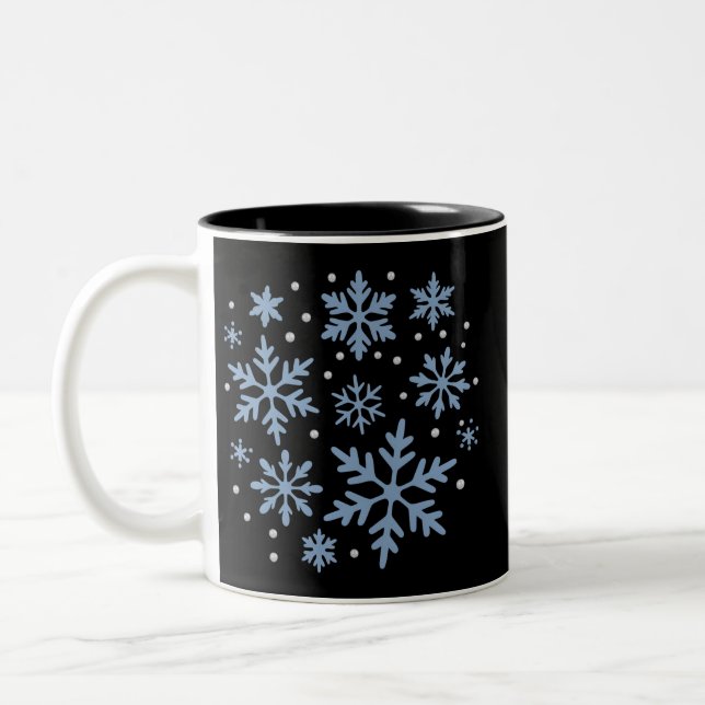 Cute Snowflake Christmas Winter Holiday Cozy Xmas  Two-Tone Coffee Mug (Left)