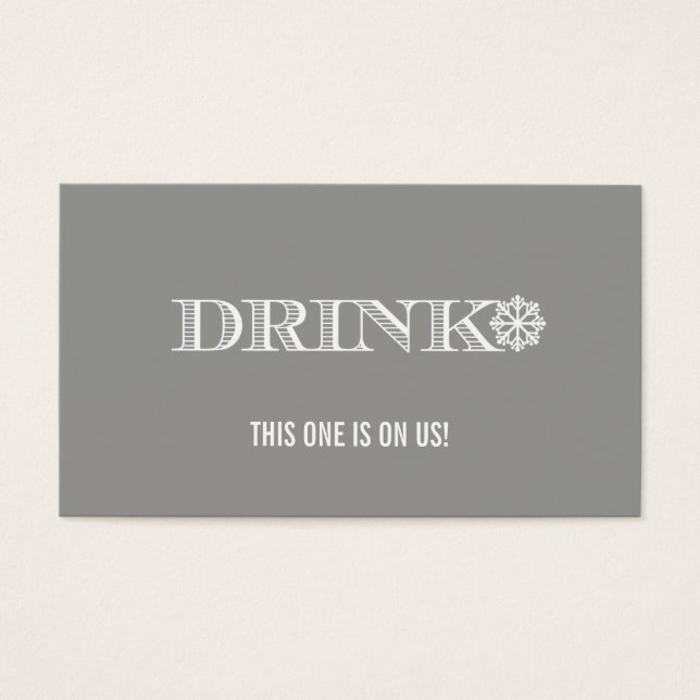 Cute Snowflake Grey Wedding Drink Ticket (Front)