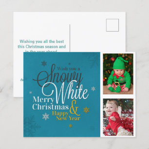  Cute Snowflake Kids Family Photo Christmas Holiday Postcard
