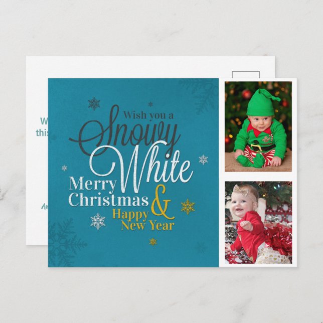  Cute Snowflake Kids Family Photo Christmas Holiday Postcard (Front/Back)