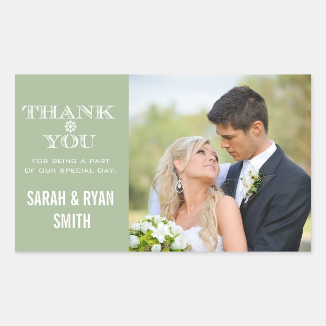 Cute Snowflake Mint Thank You Photo Stickers (Front)