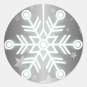 Cute Snowflake Ornament with Red Ribbon Classic Round Sticker