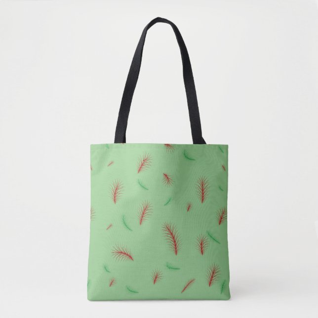 Cute Snowflake Wreath Xmas tree Red Green pattern Tote Bag (Front)