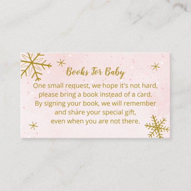  Cute Snowflakes Baby Shower Books For Baby Enclos Enclosure Card (Front)