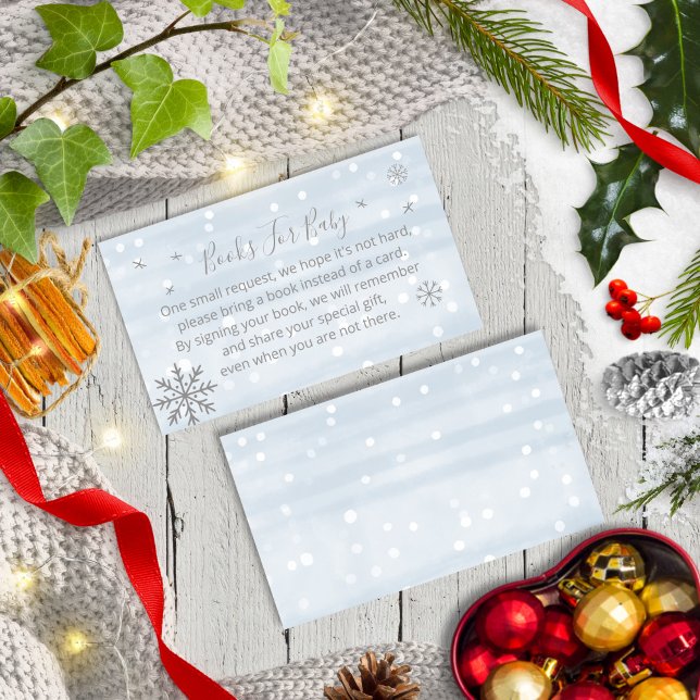 Cute Snowflakes Baby Shower Books For Baby  Enclosure Card (Creator Uploaded)