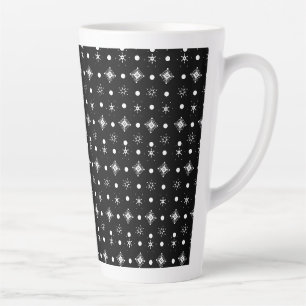 Cute Snowflakes Black White Pattern Illustration Latte Mug