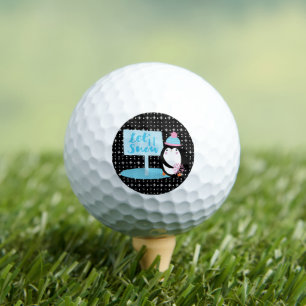 Cute Snowflakes Black White Penguin Golf Balls