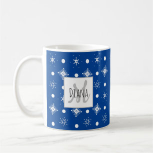 Cute Snowflakes Name Monogram Initial Christmas C Coffee Mug
