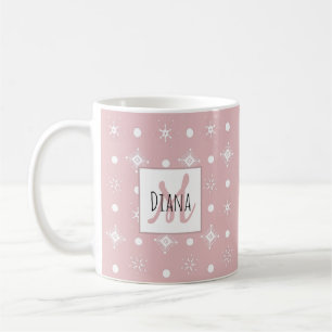 Cute Snowflakes Name Monogram Initial Christmas Coffee Mug