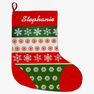 Cute Snowflakes Pattern Large Christmas Stocking