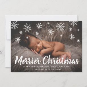 Cute Snowflakes Photo Holiday Birth Announcement