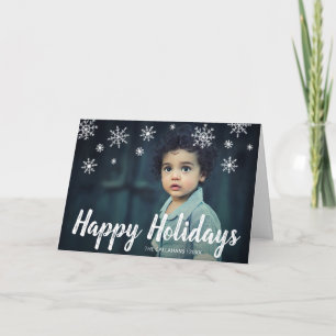 Cute Snowflakes Photo Modern Christmas Holiday Card