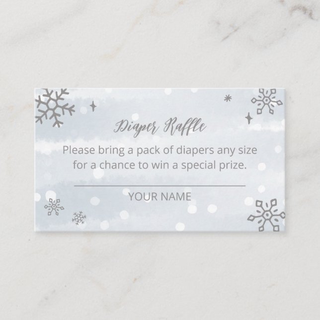 Cute Snowflakes Winter Baby Shower Diaper Raffle Enclosure Card (Front)