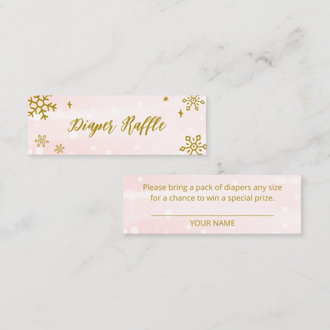 Cute Snowflakes Winter Baby Shower Diaper Raffle Mini Business Card (Front/Back)