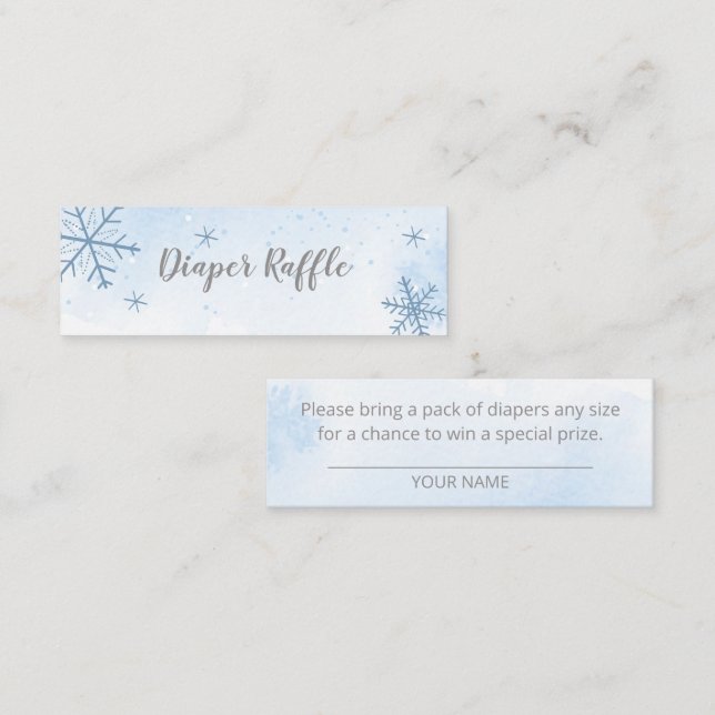  Cute Snowflakes Winter Baby Shower Diaper Raffle  Mini Business Card (Front/Back)