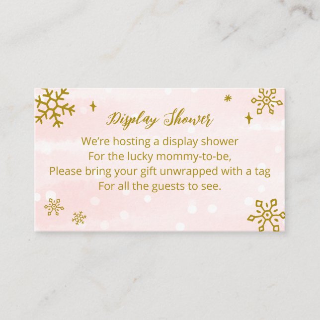 Cute Snowflakes Winter Baby Shower Display Shower Enclosure Card (Front)